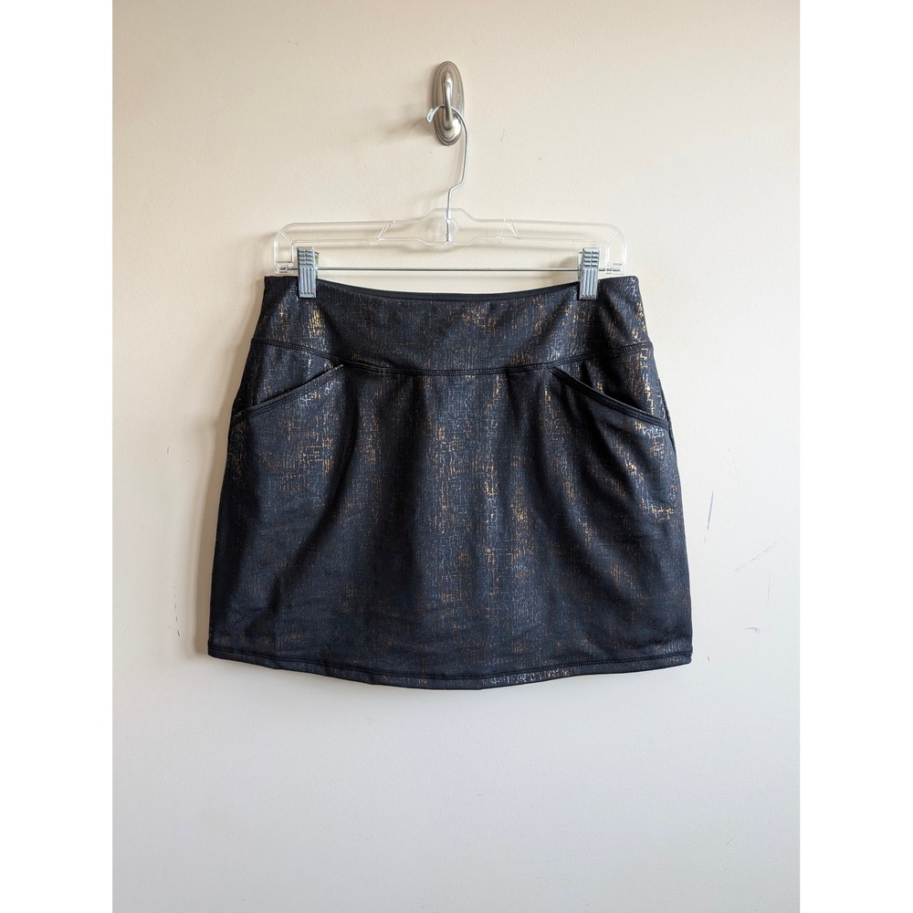 Lilly Pulitzer Luxletic Skort Black Gold Metallic Foil Crackle Activewear Medium